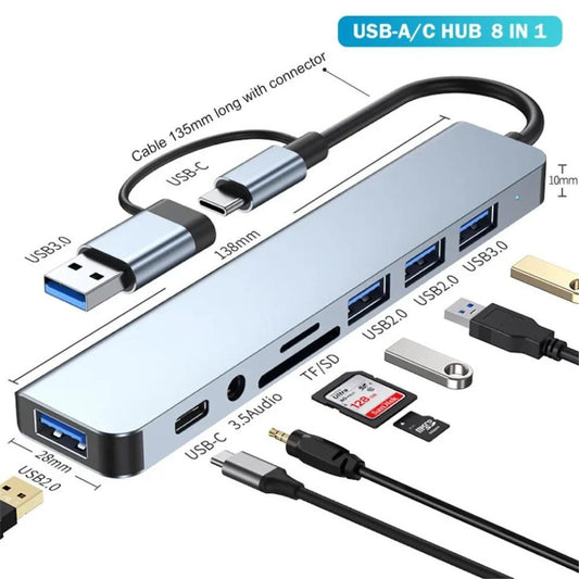 8 in 1 USB C Hub USB 3.0 Adapter