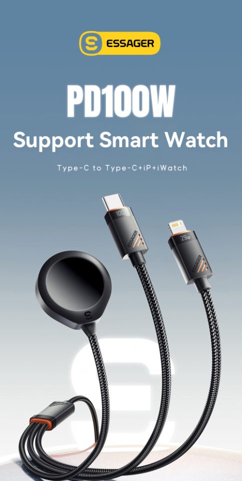3 in 1 100W multiple charging cable