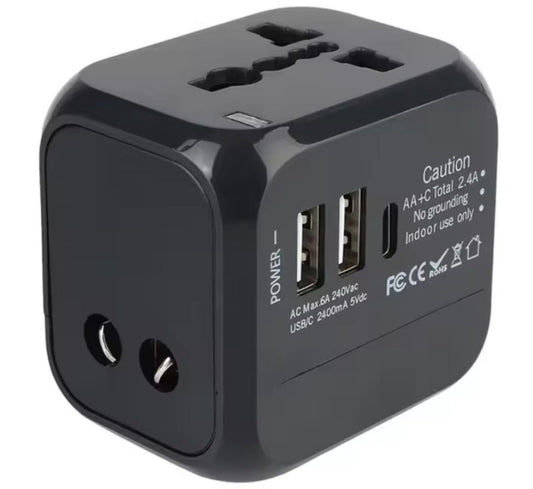 Universal Travel Adapter 2×USB-A, 1×USB-C