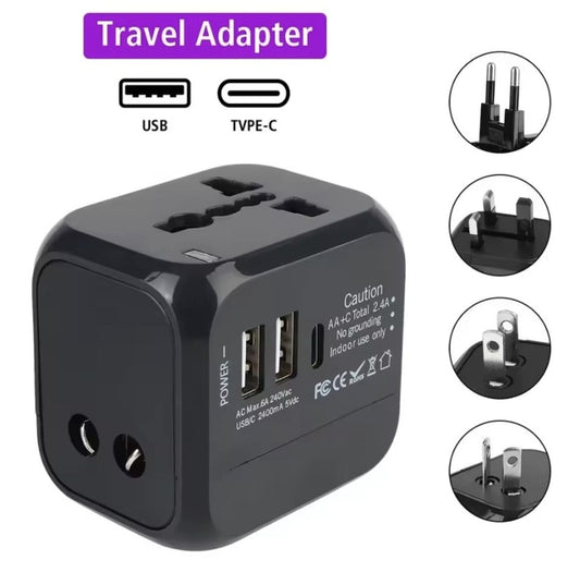 Universal Travel Adapter 2×USB-A, 1×USB-C