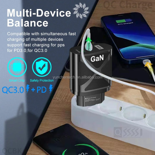 Fast charger 65W GaN 1×USB-A 1×USB-C